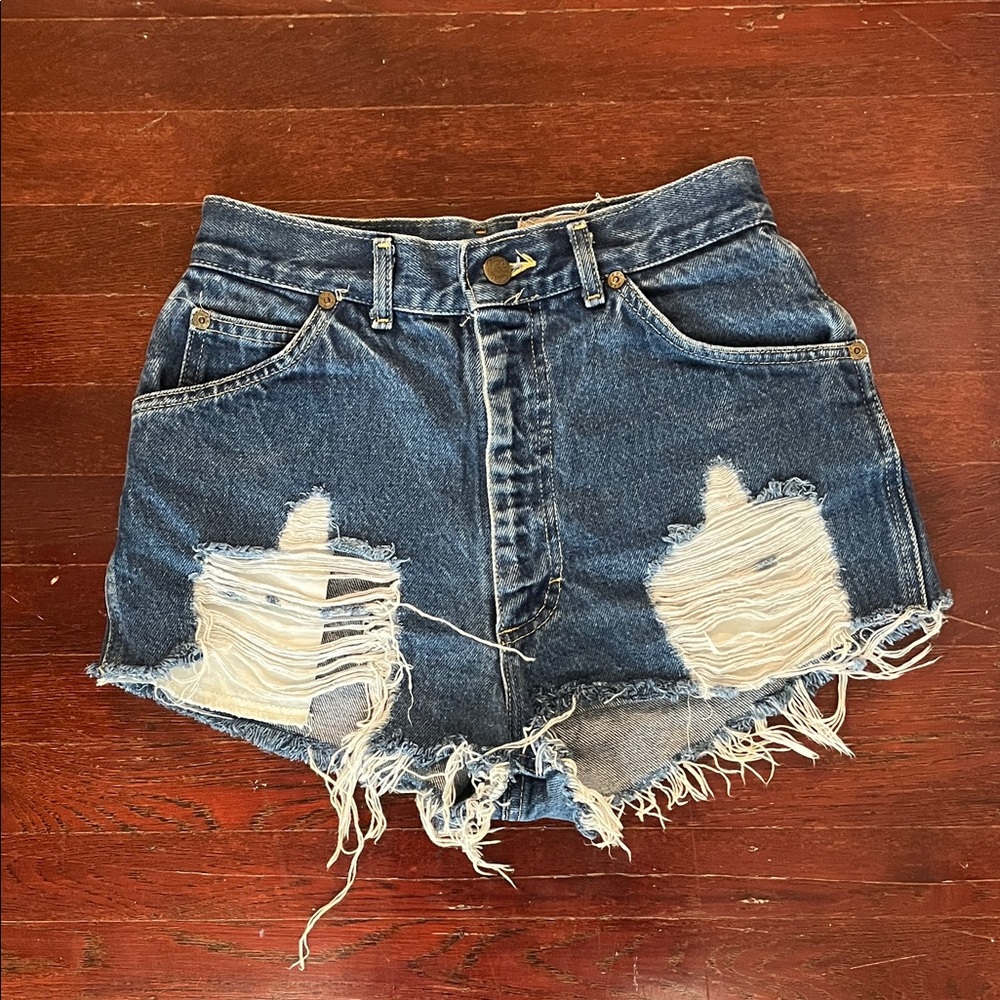 High Waist Distressed Denim Shorts